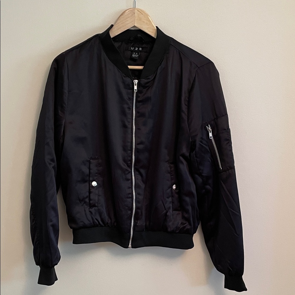 U2B Black Bomber Jacket